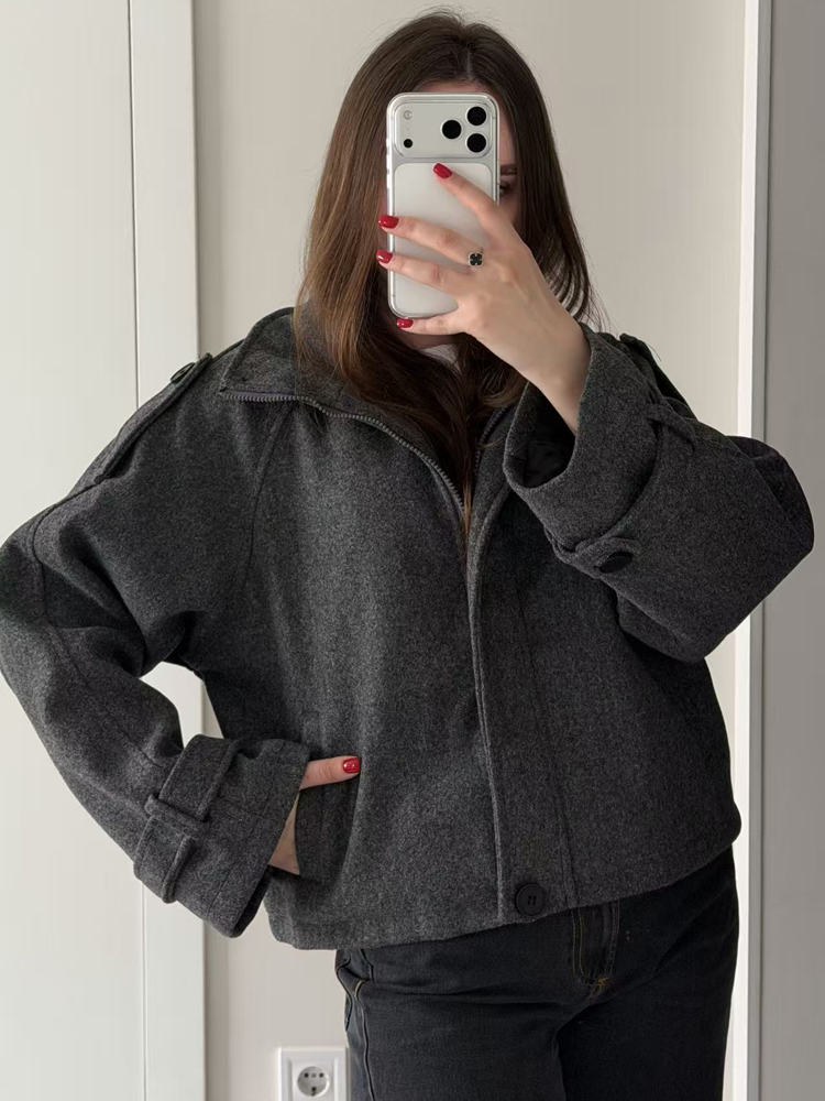 Vintage Loose Stand Collar Woo - огляд і ціна Wool Coat Peacoat