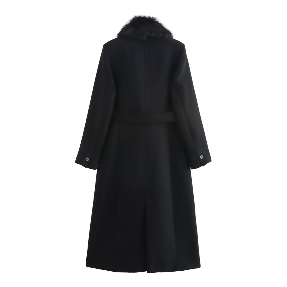 Women's Belt Warm Fur Collar C - огляд і ціна Wool Coat Peacoat