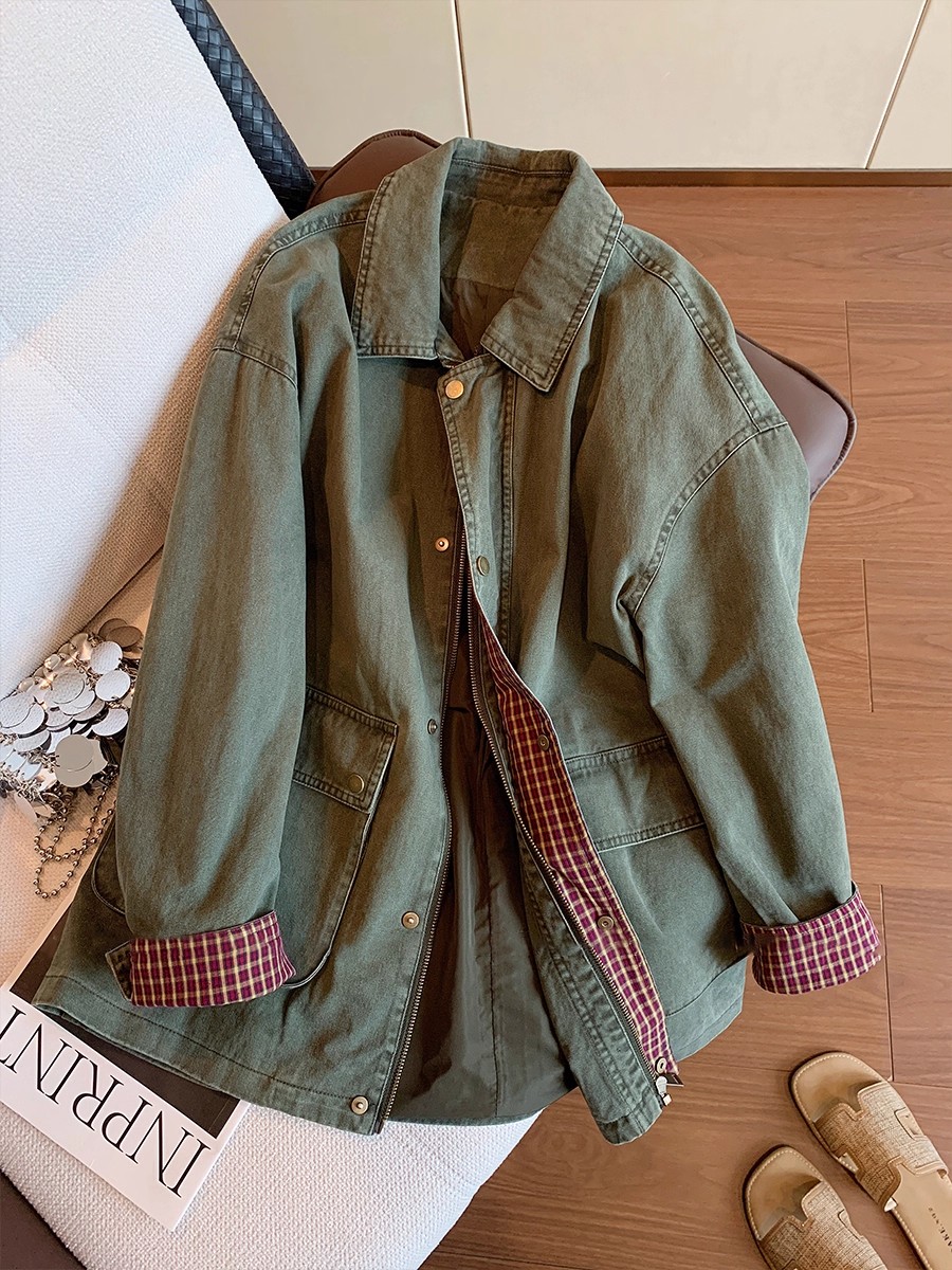 Vintage Army Green Denim Jacke - огляд і ціна Down Jacket Packable