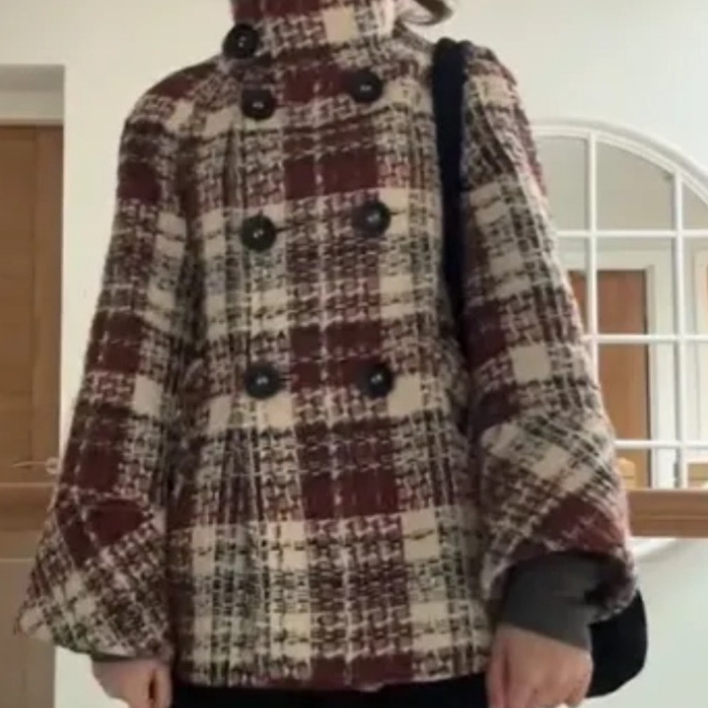 Warm Checkered Turtleneck Shou - огляд і ціна Wool Coat Peacoat