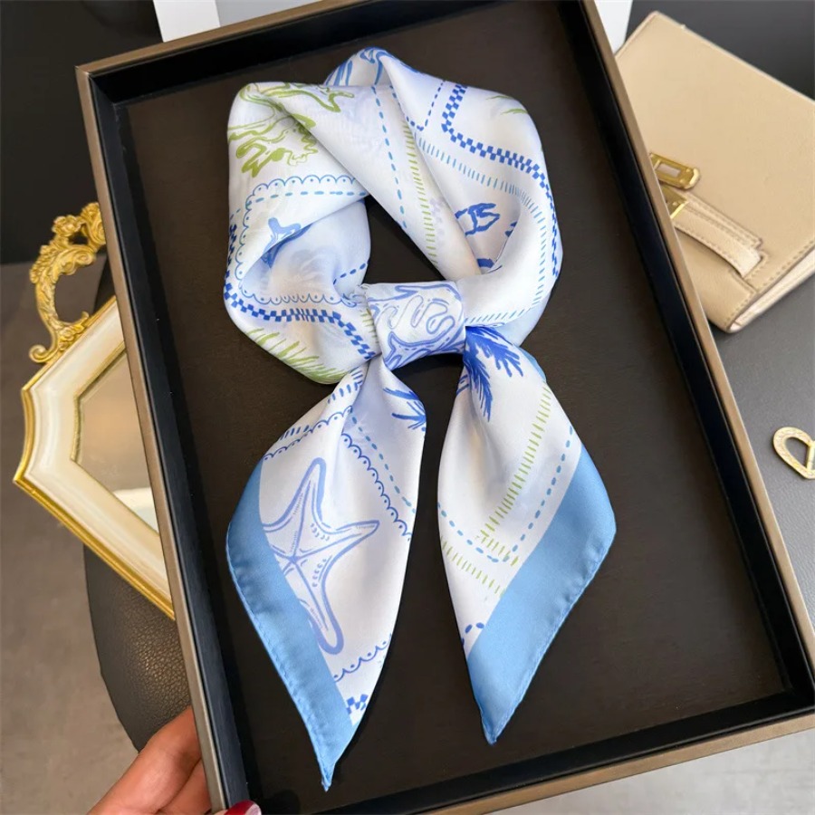 Blue Print Silk Square Scarf W - огляд і ціна Shawl Wrap Winter
